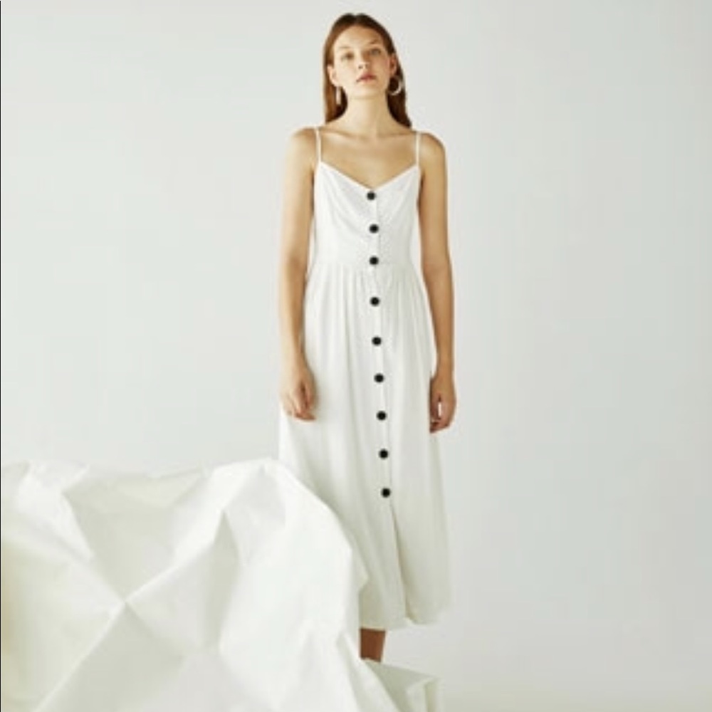 Bershka white long straps dress